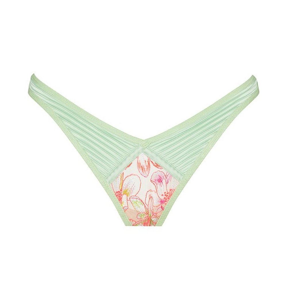 FOR LOVE & LEMONS Electric Fields NEON Lime Green High-Waist Thong Panty X-SMALL - Picture 7 of 9